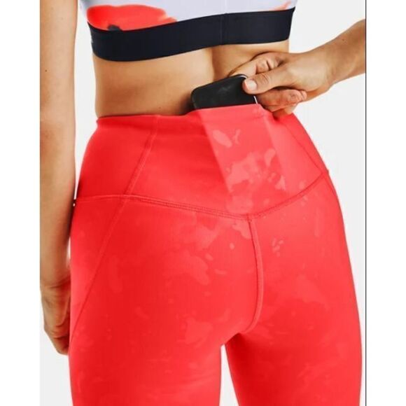 Under Armour 1355233 Women's Sz XS Beta Red Rush Compression Crop Leggings - Picture 4 of 4